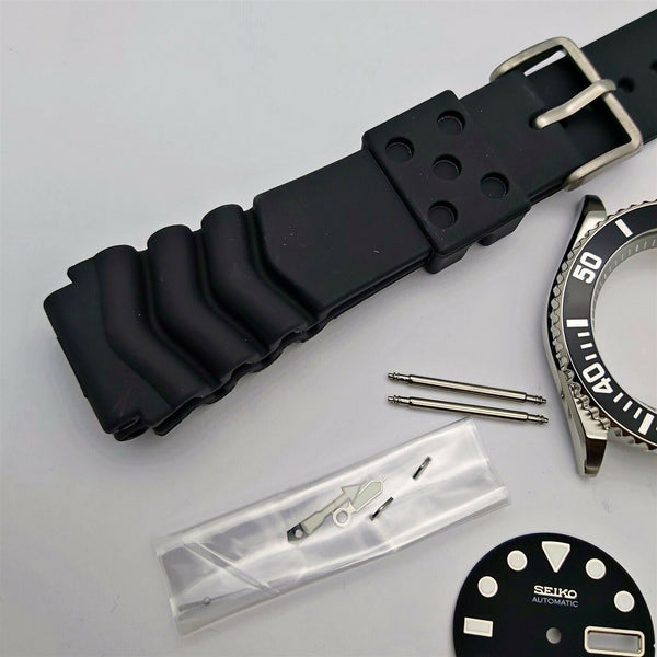 NEW AF SEIKO 7S26 0040 SKX031 BLACK KIT CASE BEZEL GLASS CROWN STRAP DIAL HANDS