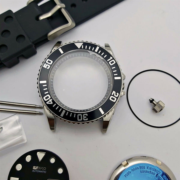 NEW AF SEIKO 7S26 0040 SKX031 BLACK KIT CASE BEZEL GLASS CROWN STRAP DIAL HANDS