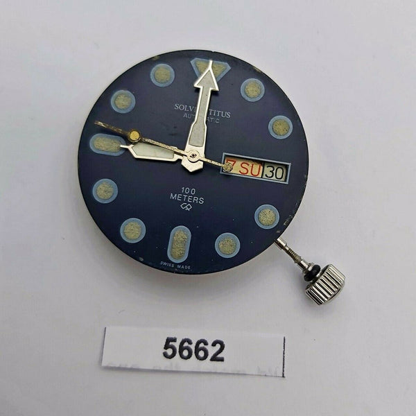 USED WORKING SOLVIL TITUS ETA MOVEMENT WITH DIAL & HANDS DIVER MENS WATCH BT5662