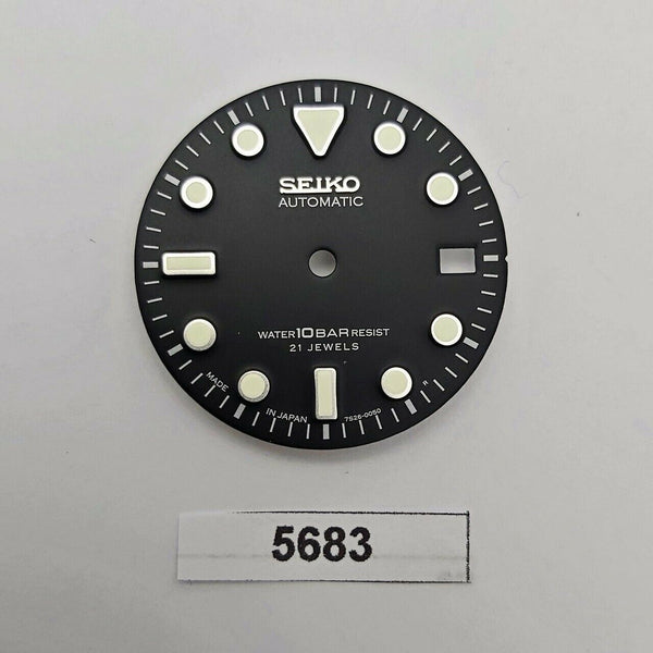 MOD SEIKO DIAL FOR 7S26 0050 10 BAR DIVERS WATCH BLACK DATE ONLY LUMES BVT5683
