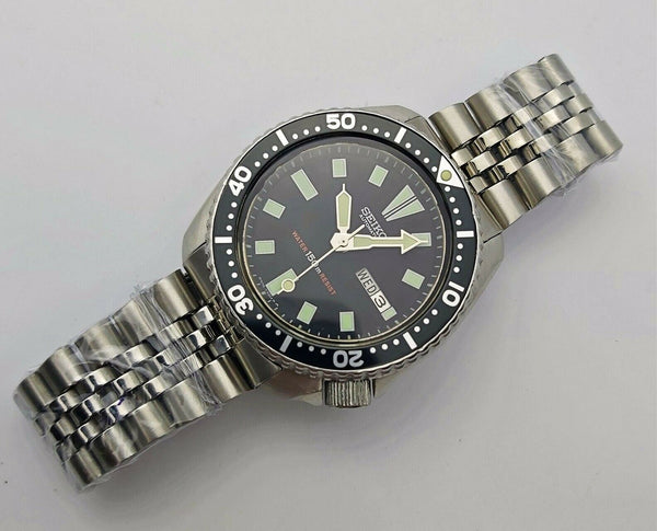 87' SEIKO 6309 7290 SS MENS DATE 720406 AUTOMATIC BLACK EU SHIP SERVICED WATCH