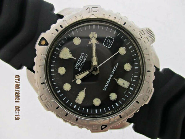 1996 SEIKO 7002 7020 BLACK AUTOMATIC 640700 MENS DATE SERVICED WATCH EU SHIP