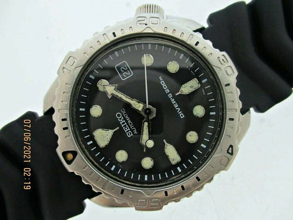 1996 SEIKO 7002 7020 BLACK AUTOMATIC 640700 MENS DATE SERVICED WATCH EU SHIP