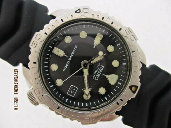 1996 SEIKO 7002 7020 BLACK AUTOMATIC 640700 MENS DATE SERVICED WATCH EU SHIP