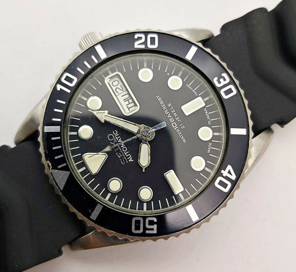 00' SEIKO 7S26 0050 10 BAR MENS AUTO BLACK SKX025 086390 SERVICED WATCH EU SHIP