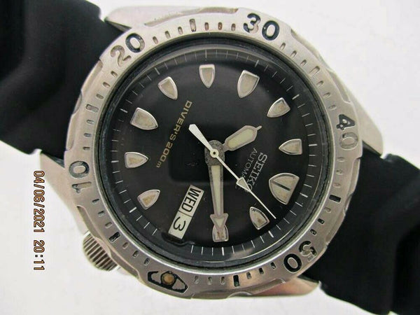 1997 SEIKO 7S26 0010 AUTO MIDSIZE DAY DATE DIVE SS 730167 EU SHIP SERVICED WATCH
