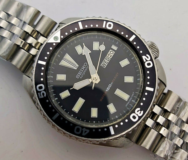 85' SEIKO 6309 7290 SS MENS DATE 544777 AUTOMATIC BLACK EU SHIP SERVICED WATCH
