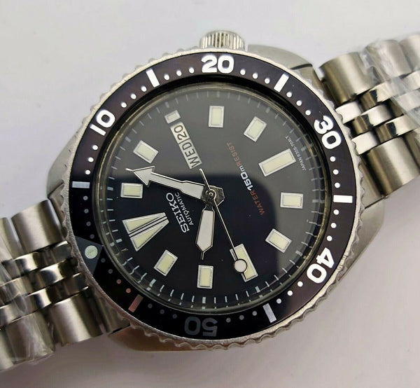 85' SEIKO 6309 7290 SS MENS DATE 544777 AUTOMATIC BLACK EU SHIP SERVICED WATCH