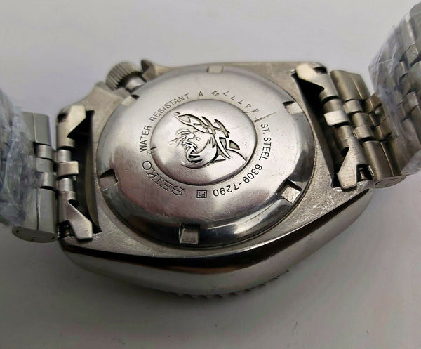 85' SEIKO 6309 7290 SS MENS DATE 544777 AUTOMATIC BLACK EU SHIP SERVICED WATCH