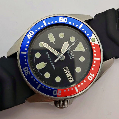 00' SEIKO 7S26 0030 AUTO MIDSIZED PEPSI DAY DATE 040062 EU SHIP SERVICED WATCH