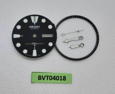 NEW WHITE INDEX SEIKO BLACK DIAL HANDS MINUTE TRACK SET 6309 7040 WATCH BVT04018