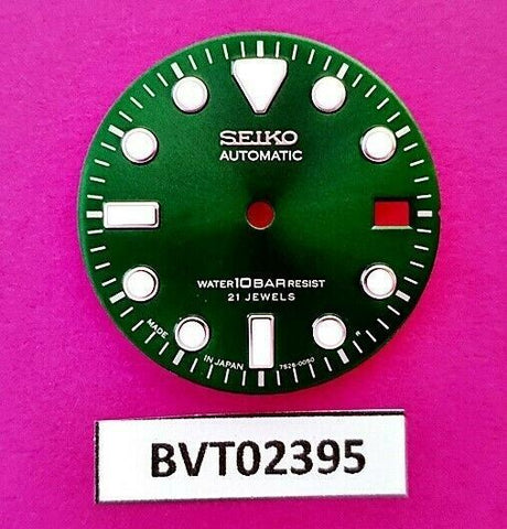 MOD SEIKO DIAL 7S26 0050 10 BAR DIVERS WATCH GREEN HULK DATE ONLY LUMES BVT2395