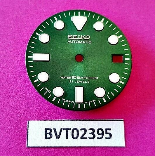 MOD SEIKO DIAL 7S26 0050 10 BAR DIVERS WATCH GREEN HULK DATE ONLY LUMES BVT2395
