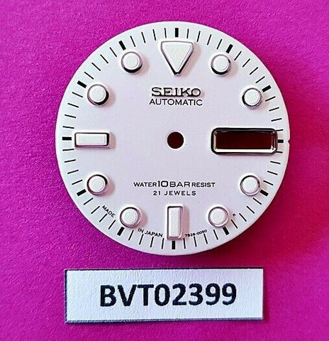 MOD SEIKO DIAL FOR 7S26 0050 10 BAR DIVERS WATCH WHITE DAY DATE LUMES BVT2399