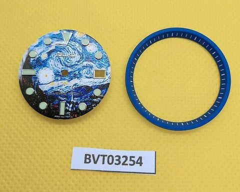 NEW SEIKO VAN GOGH STARRY NIGHT DIAL 7002 7000 MOD DIAL MINUTE TRACK WATCH B3254