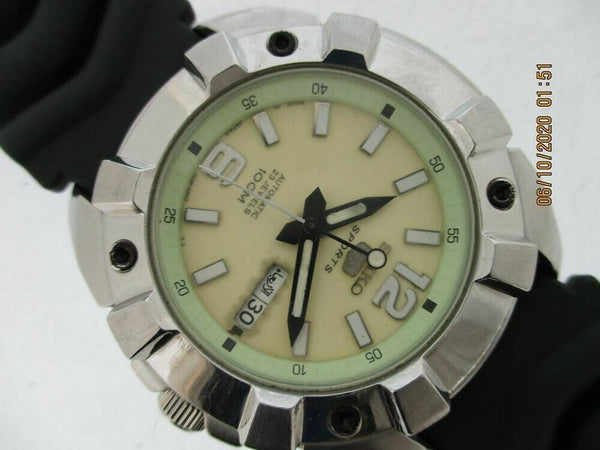 PROJECT FIX SEIKO 5 SPORTS 7S36 01Y0 SS BEZEL SEE THRU AUTO DAY DATE MENS WATCH