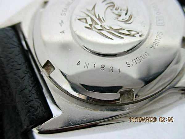 PROJECT FIX 94' SEIKO 7002 7000 SS MENS DATE DIVE #4n1831 PURPLE BLACK WATCH NR