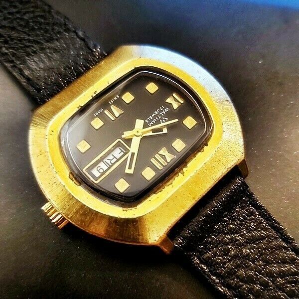 PROJECT FIX  VINTAGE WALTHAM R73 HAND WIND MENS GOLD DAY DATE WATCH