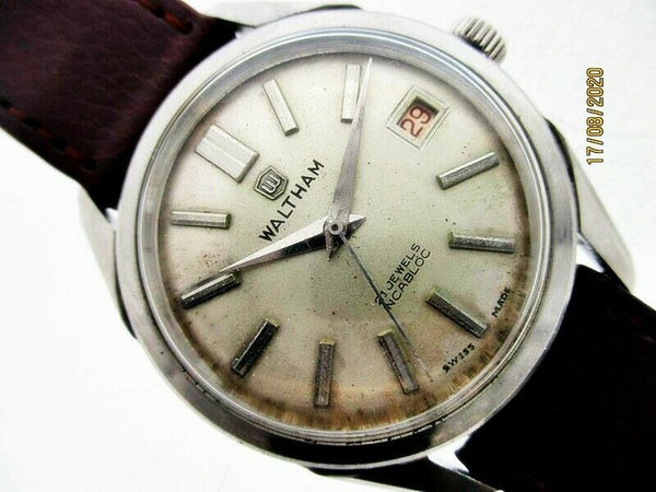 PROJECT FIX WALTHAM ROUND SS THICK LUGS MANUAL WIND DATE EU SHIP WATCH