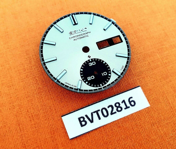 NEW SEIKO SILVER DIAL FOR 6139 6139 7080 AUTOMATIC CHRONOGRAPH WATCH BVT02816