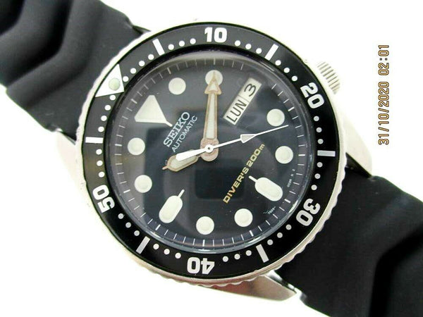 PROJECT FIX SEIKO 7S26 0030 AUTO MIDSIZED BLACK DAY DATE 681679 EU SHIP WATCH
