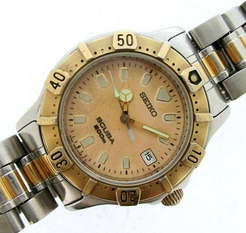 04' SEIKO 7N35 6050 MIDSIZE SCUBA SS DATE # 400001 DIVE QUARTZ SERVICED WATCH