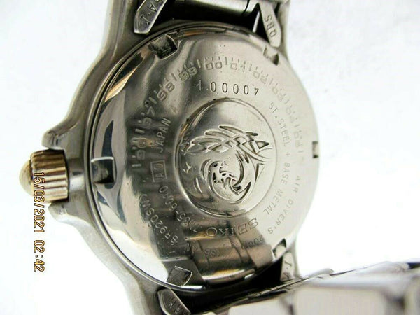 04' SEIKO 7N35 6050 MIDSIZE SCUBA SS DATE # 400001 DIVE QUARTZ SERVICED WATCH
