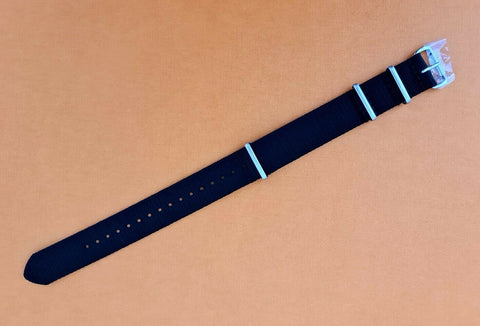 NEW FOR SEIKO MILITARY STRAP NYLON BAND 22mm 6309 7040 SKX007 7002 BLACK BLKN22