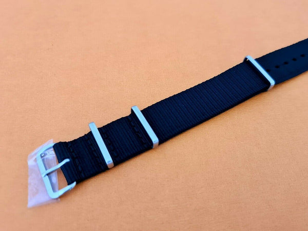 NEW FOR SEIKO MILITARY STRAP NYLON BAND 22mm 6309 7040 SKX007 7002 BLACK BLKN22