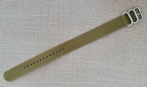 NEW FOR SEIKO MILITARY  STRAP NYLON BAND 20mm 4205 7S26 0030 0050 KHAKI 20
