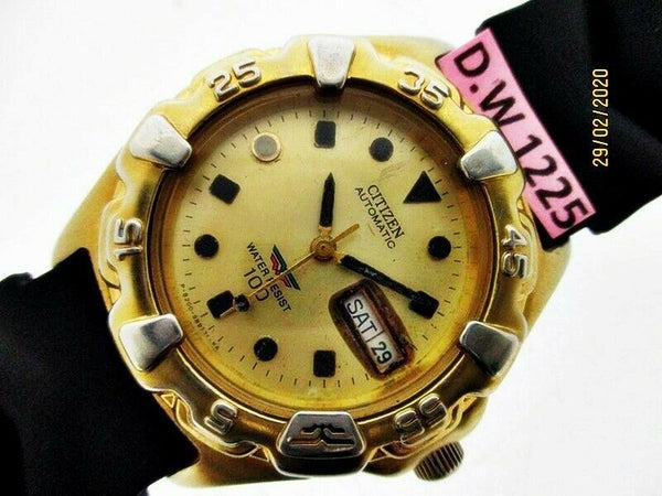 PROJECT FIX CITIZEN MIDSIZE SEE THRU BACK GOLD AUTO DAY DATE DW1225 WATCH
