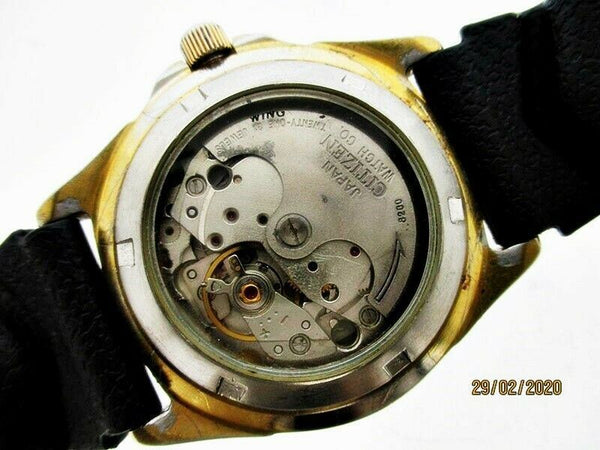PROJECT FIX CITIZEN MIDSIZE SEE THRU BACK GOLD AUTO DAY DATE DW1225 WATCH