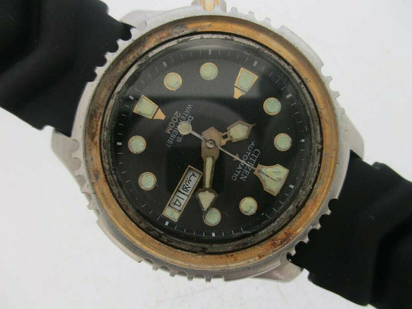 PROJECT TO FIX CITIZEN MENS LEFTY GOLD SS AUTO DAY DATE 4N0101 EU SHIP WATCH NR
