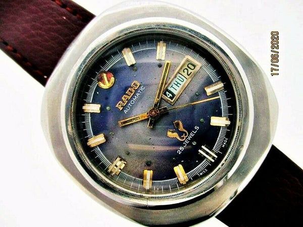 PROJECT TO FIX RADO GOLDEN HORSE SS THICK LUGS AUTO DAY DATE EU SHIP MENS WATCH