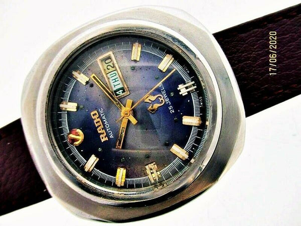 PROJECT TO FIX RADO GOLDEN HORSE SS THICK LUGS AUTO DAY DATE EU SHIP MENS WATCH