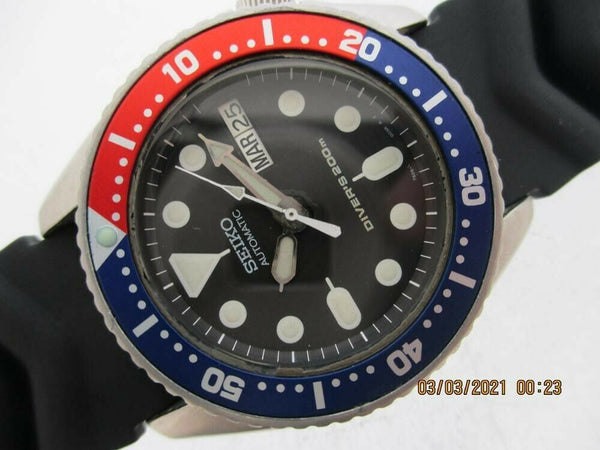 PROJECT TO FIX SEIKO 7S26 0030 AUTO MIDSIZED PEPSI DAY DATE 981858 EU SHIP WATCH