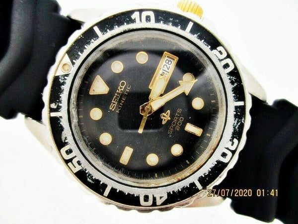 PROJECT TO FIX SEIKO BLACK 5M43 0A40 KINETIC 790157 SS MENS EU SHIP WATCH NR