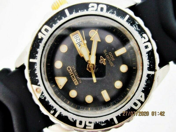 PROJECT TO FIX SEIKO BLACK 5M43 0A40 KINETIC 790157 SS MENS EU SHIP WATCH NR