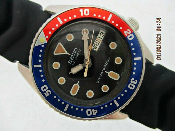 00' SEIKO 7S26 0030 AUTO MIDSIZED PEPSI DAY DATE 050881 EU SHIP SERVICED WATCH