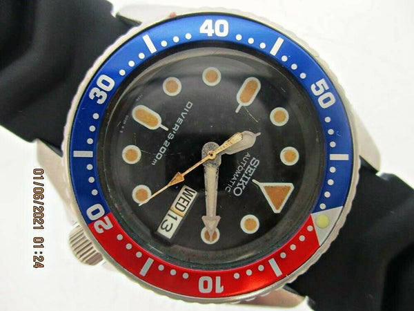 00' SEIKO 7S26 0030 AUTO MIDSIZED PEPSI DAY DATE 050881 EU SHIP SERVICED WATCH