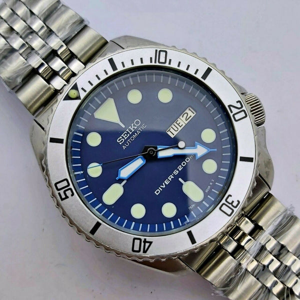 03' SEIKO 7S26 0020 SKX007 MENS BLUE SILVER DAY DATE 350788 EU SHIP SRVCD WATCH