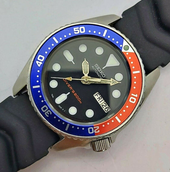 04' SEIKO 7S26 0030 AUTO MIDSIZED PEPSI DAY DATE 408106 EU SHIP SERVICED WATCH