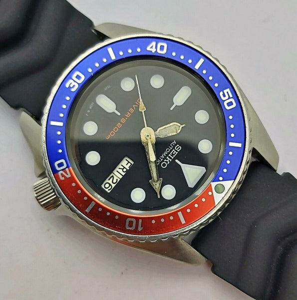 04' SEIKO 7S26 0030 AUTO MIDSIZED PEPSI DAY DATE 408106 EU SHIP SERVICED WATCH