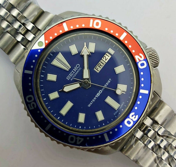 87' SEIKO 6309 7290 MENS DATE 782436 PEPSI BLUE SUPERLUME EU SHIP SERVCED WATCH