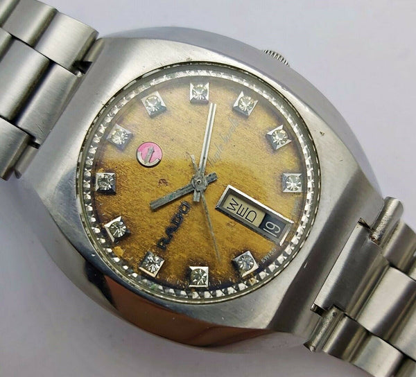 PROJECT TO FIX RADO PURPLE GAZELLE MENS AUTO BOTTOM DAY DATE WATCH EUROPE SHIP