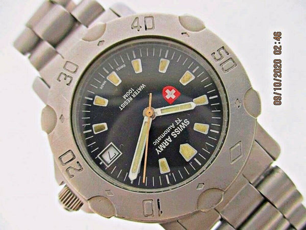 PROJECT TO FIX SWISS ARMY BLACK DIAL DATE AUTOMATIC MOVEMENT WATCH EU SHIP