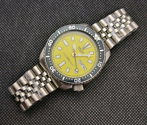 87' SEIKO 6309 7290 SS MENS DATE 720674 PEPSI YELLOW EU SHIP SERVICED WATCH NR