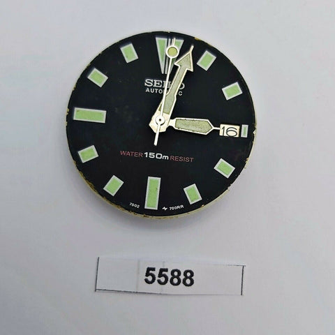 USED WORKING SEIKO 7002 7000 MOVEMENT W/ AF BLACK DIAL HANDS WATCH BVT5588