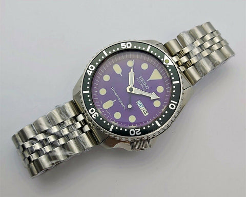 00' SEIKO 7S26 0020 SKX007 SS MENS PURPLE DAY DATE 035022 SERVICED WATCH EU SHIP