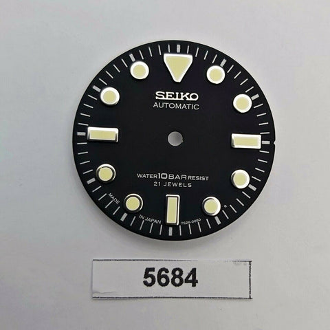 MOD SEIKO DIAL FOR 7S26 0050 10 BAR DIVERS WATCH BLACK NO DATE LUMES BVT5684